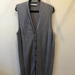 Zara Gray Sleeveless Maxi Dress with Functional Buttons